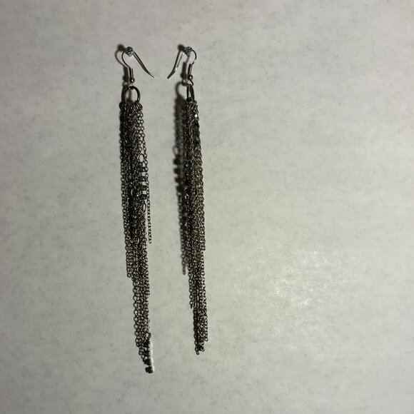 Silver Long Formal Earrings - Picture 1 of 5